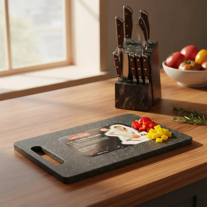 Tabla Picar Plástico Reforzado Granito 36.5x23cm Cocina Granito Negro