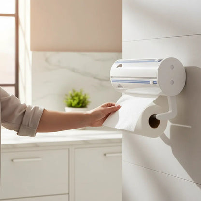 Dispensador Porta Film Papel Aluminio Rollo Cocina Cortador Blanco
