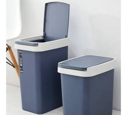Papelera Cesto Basura Plástico Tapa Apertura 35x25cm Baño Azul