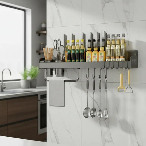 Organizador Cocina De Pared Colgante Estante Cubiertos Gris