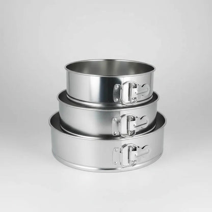 Set Moldes Desmontables Repostería Pack X3 Piezas Torta Plateado