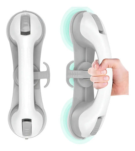Agarradera Antideslizante Ventosa Baño Barra Seguridad X2 Blanco Con Gris