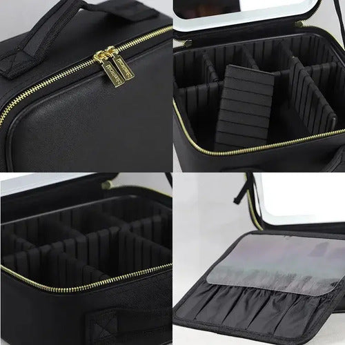 Maletin Maquillaje Con Luz Led Organizador Cosmeticos Espejo Aleatorio
