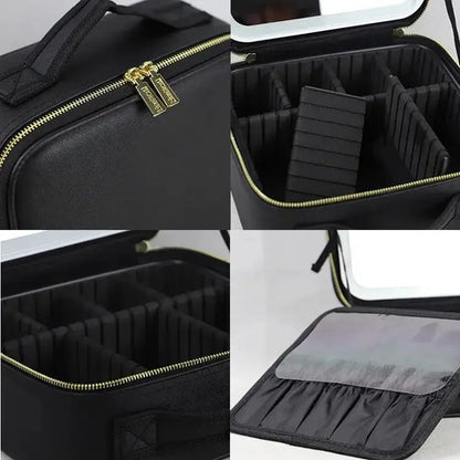 Maletin Cosmeticos Maquillaje Con Luz Led Organizador Espejo Aleatorio