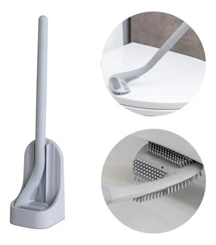 Escobilla Inodoro Cepillo Con Forma Para Bordes Internos Gris