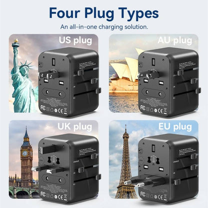 Cargador Para Viaje Universal Usb Tipo C + Usb Negro