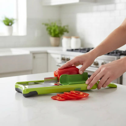 Mandolina Cortadora Verduras Ajustable Cocina Cuchilla Acero Verde