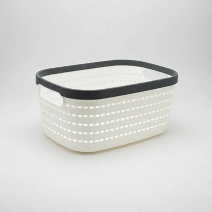 Canasto Cesto Plástico Rectangular Calado Organizador 36.5cm Blanco