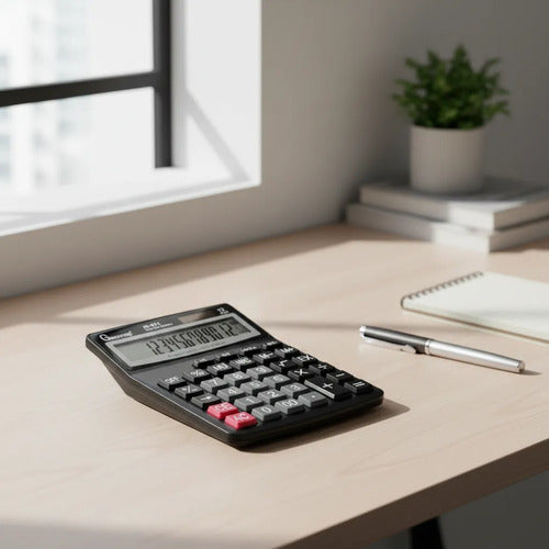 Calculadora Grande Escritorio Oficina 12 Digitos Solar Pilas Negro