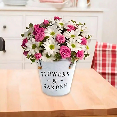 Maceta Metal Jardin Con Asas Interior Exterior 10x11cm Varios