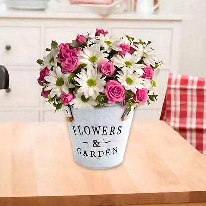 Maceta Metal Jardin Con Asas Interior Exterior 10x11cm Varios