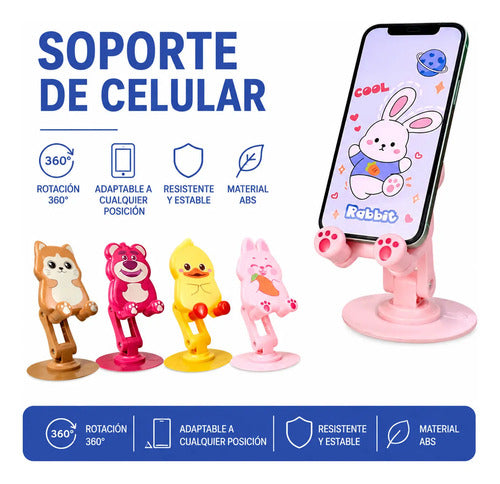 Soporte Celular Animales Mesa Ajustable 360 Escritorio Auto Aleatorio