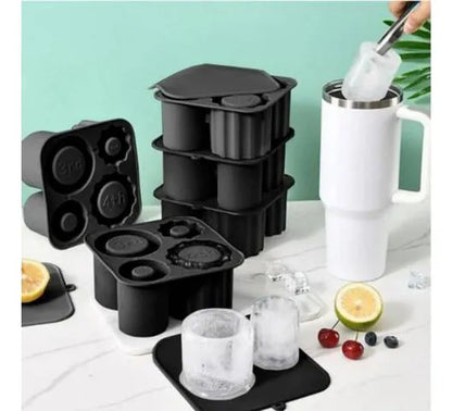 Molde De Silicona Para Hielo Vaso Térmico 4 Ranuras Gris Gris