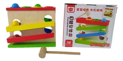 Juegos Didacticos Infantil Madera Martillo Pelotas Habilidad Madera Natural Clara Con Acabados Pulidos
