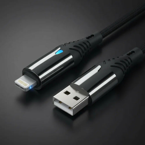Cable Carga Rapida Ios Reforzado Carga Y Datos 1 Metro Usb A Negro