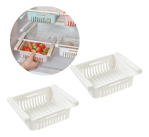 X2 Organizador Estante Canasto Extensible Heladera Placard Aleatorio