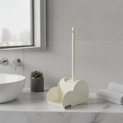 Escobilla Cepillo Inodoro Baño Base Soporte Limpieza 40cm Crema