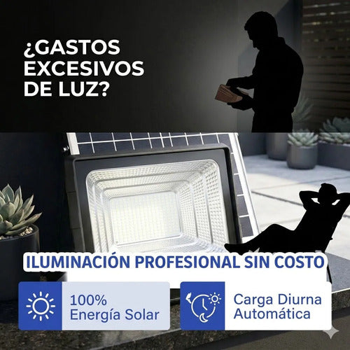 X2 Foco Solar Led Exterior 200w Reflector Con Control Remoto Negro Blanco Frío