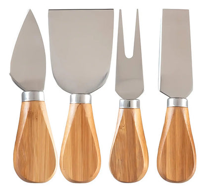Cuchillos Para Quesos Con Soporte Magnetico Cabo De Madera Marrón