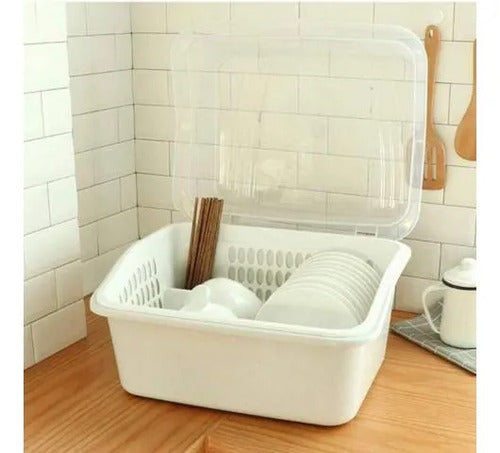 Escurridor Vajilla Tapa Platos Cubiertos Tapa Plastico 45cm Blanco