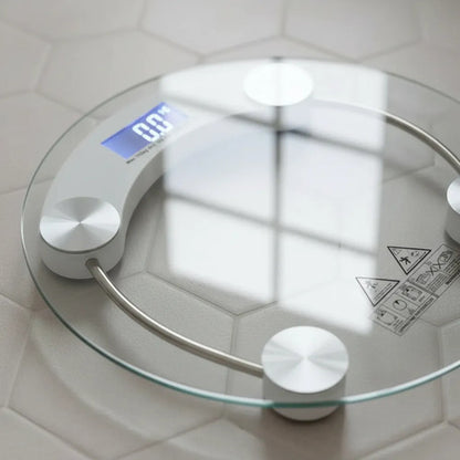 Balanza Digital Baño Ledstar Vidrio Templado 180kg Redonda Transparente