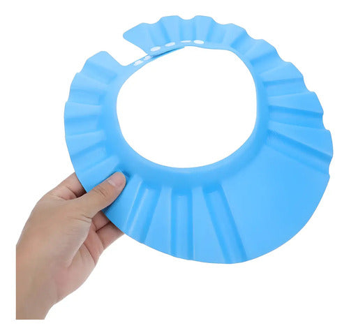 Visera Ducha Bebe Gorro Protector Para Bañar Ajustable Celeste