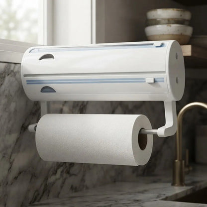Dispensador Porta Film Papel Aluminio Rollo Cocina Cortador Blanco