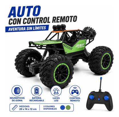 Auto Todo Terreno Control Remoto Recargable Luces Led Goma Aleatorio