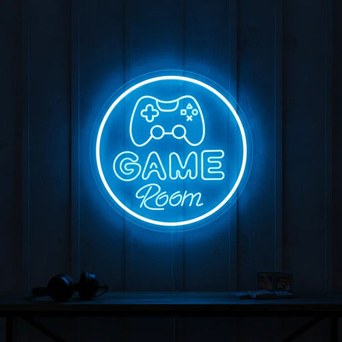 Letrero Neon Game Room Regulable Usb Habitacion Gamer 30cm Blanco