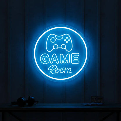 Letrero Neon Game Room Regulable Usb Habitacion Gamer 30cm Blanco