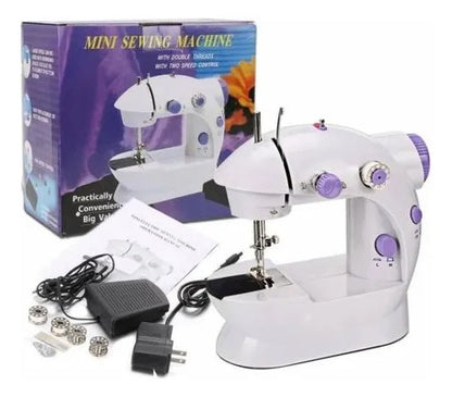 Mini Máquina De Coser Portátil Con Pedal Accesorios Blanco