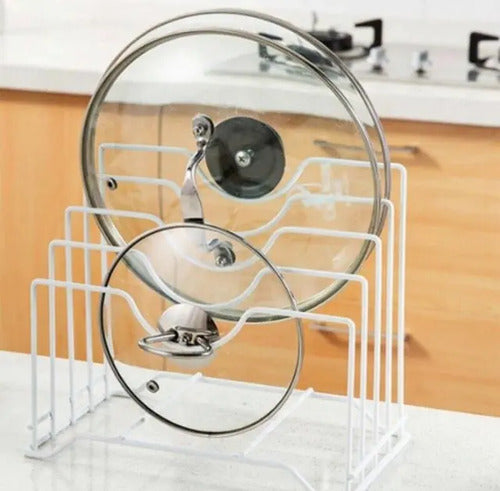 Organizador Tapas Ollas Tablas Cocina Soporte Metal Multiuso Blanco
