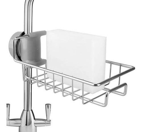 Soporte Para Esponjas Ajustable A Canilla Cocina Organizador Plateado