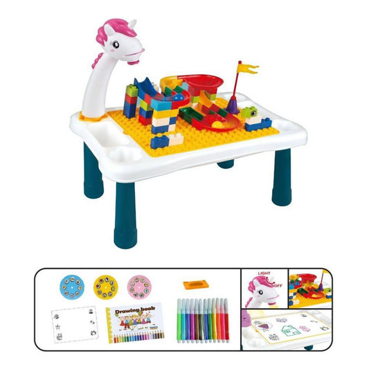 Mesa De Dibujo Infantil C/ Proyector Luz Música Bloques