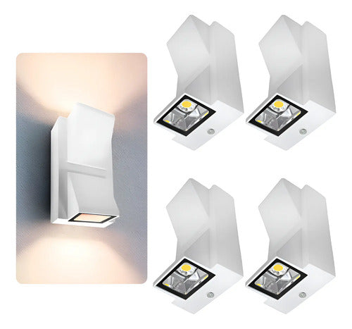Set X4 Aplique Pared Bidireccional Lampara Foco Exterior