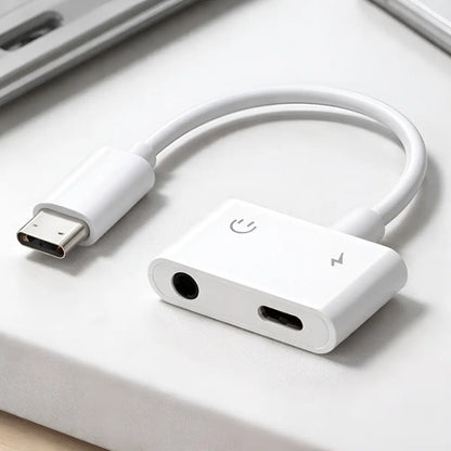 Adaptador Tipo C Conector Jack 3.5 Carga Blanco
