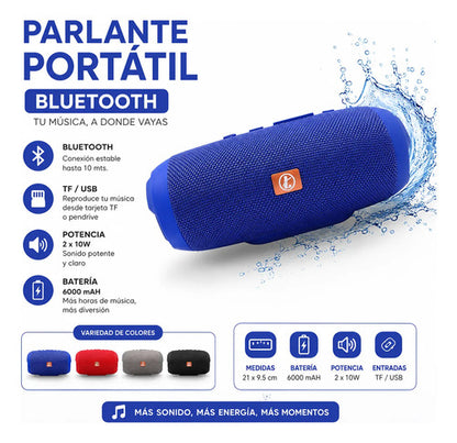 Parlante Portátil Bluetooth Usb Tf Recargable 6000mah Variedad De Colores