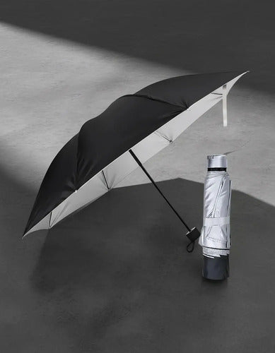 Mini Paraguas Lluvia De Bolsillo Compacto Plegable Negro Lisa