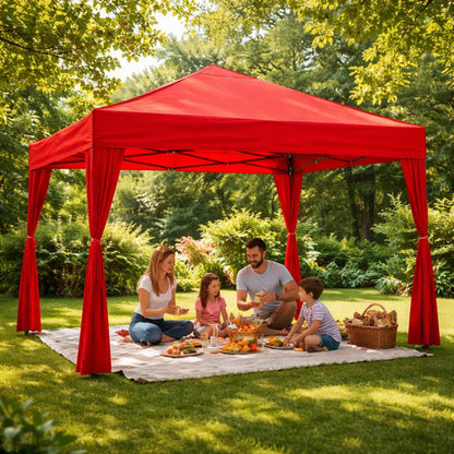 Paredes Gazebo 3 Lados 1.90x9m Oxford Plegable Cerramiento Rojo