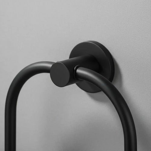 Toallero Soporte Anillo Porta Toalla Baño Pared 22cm Aro Negro