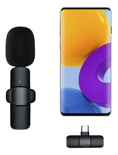 Micrófono Solapero Celular Tipo C Clip Reducción Ruido Negro