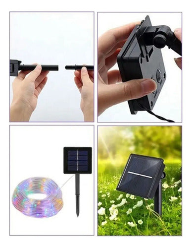 Manguera Luz Led Carga Solar Guirnalda Decorativa Guia 10mts Cálida