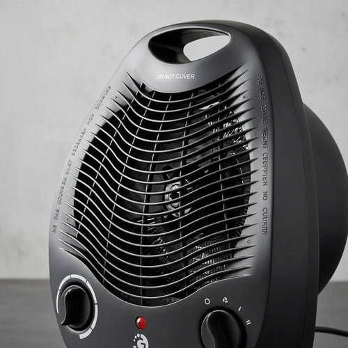 Calefactor Portátil Caloventilador Eléctrico Termostato Negro