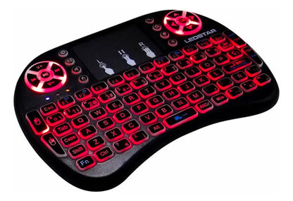 Teclado Tv Inalambrico Panel Tactil Rgb Recargable 3 Colores Rojo