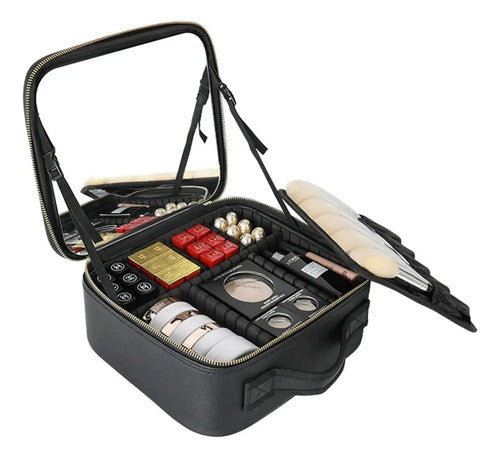 Maletin Maquillaje Con Luz Led Organizador Cosmeticos Espejo Aleatorio