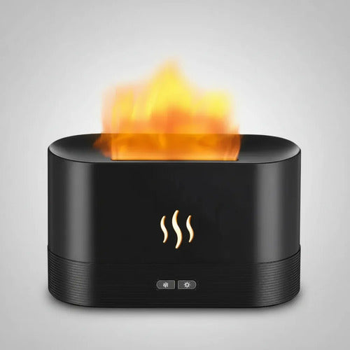 Humidificador Efecto Llama 180ml Usb 2 Niveles Difusor Negro