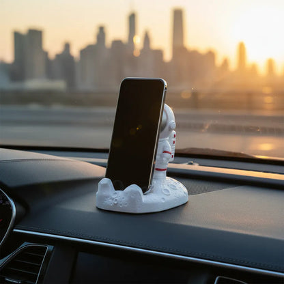 Soporte Porta Celular Astronauta Escritorio Mesa Base Auto Blanco