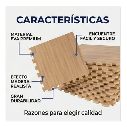 Pack X16 Alfombra Goma Eva Encastrable Simil Madera 60x60