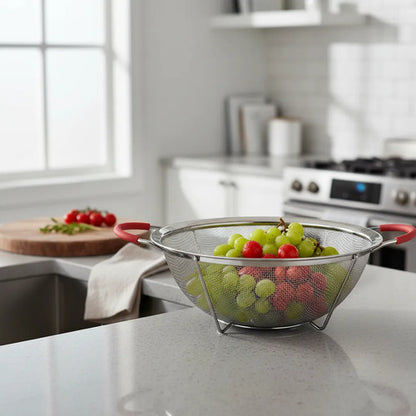 Colador Acero Inoxidable 28c Malla Fina Cocina Fruta Verdura Plateado