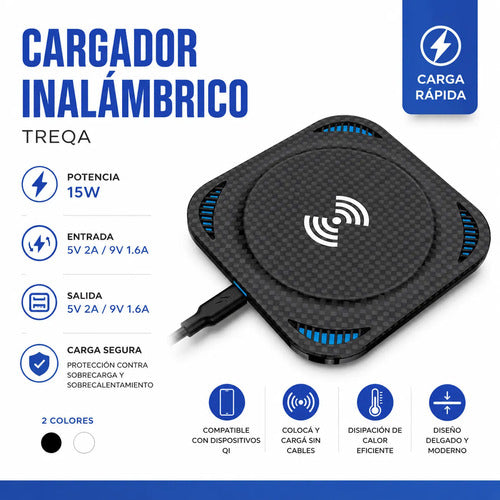 Cargador Base Carga Inalambrica 15w Celular Usb Rapido Qi Aleatorio - 2 Colores